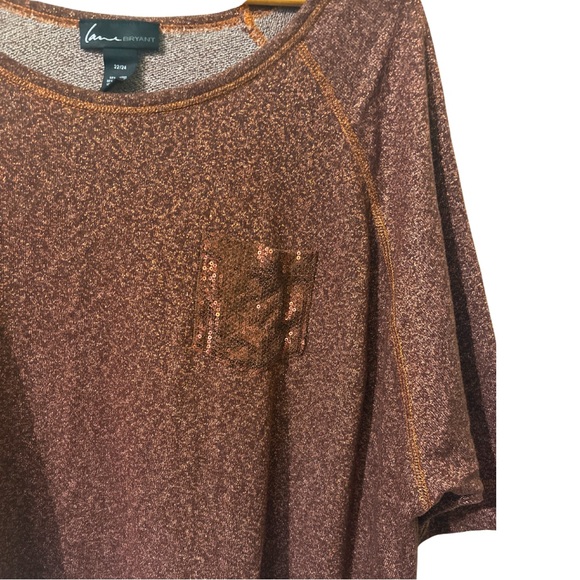 🍁🎄Lane Bryant Holiday Fall Sparkle sequin Copper Orange Blouse Size 22/24 - Picture 4 of 4